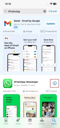 choose the reinstall icon