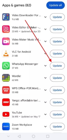 update the whatsapp app