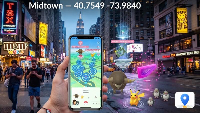 midtown new york pokemon go coordinates
