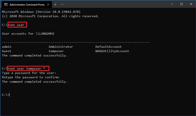 net user change password windows 10 cmd