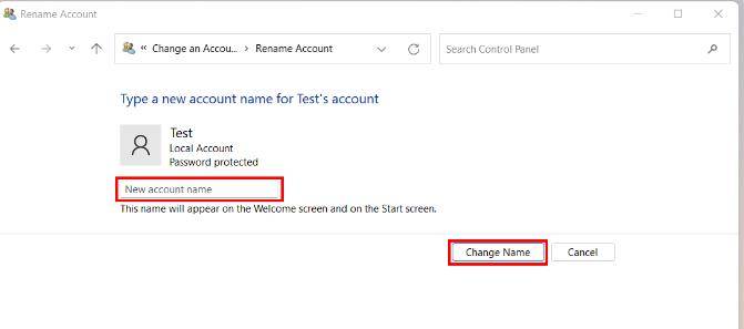 windows 10 change user name and password