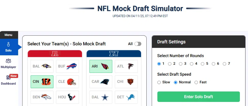 nfl mock draft simulator