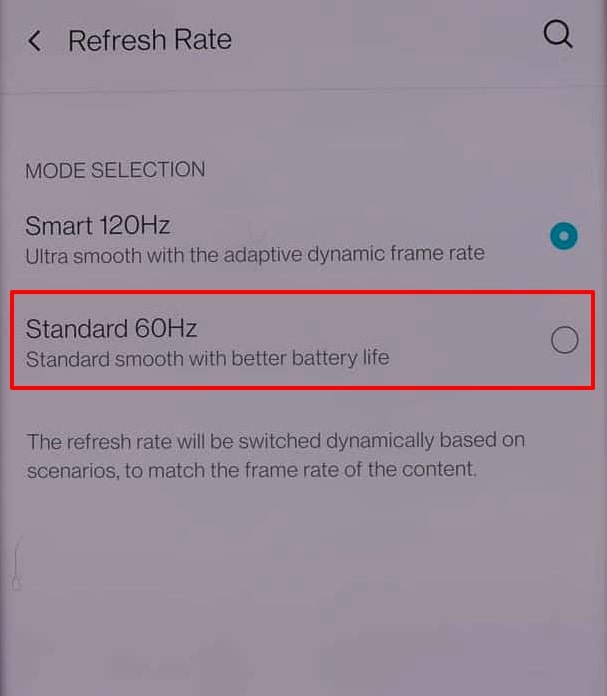 set to standard 60hz