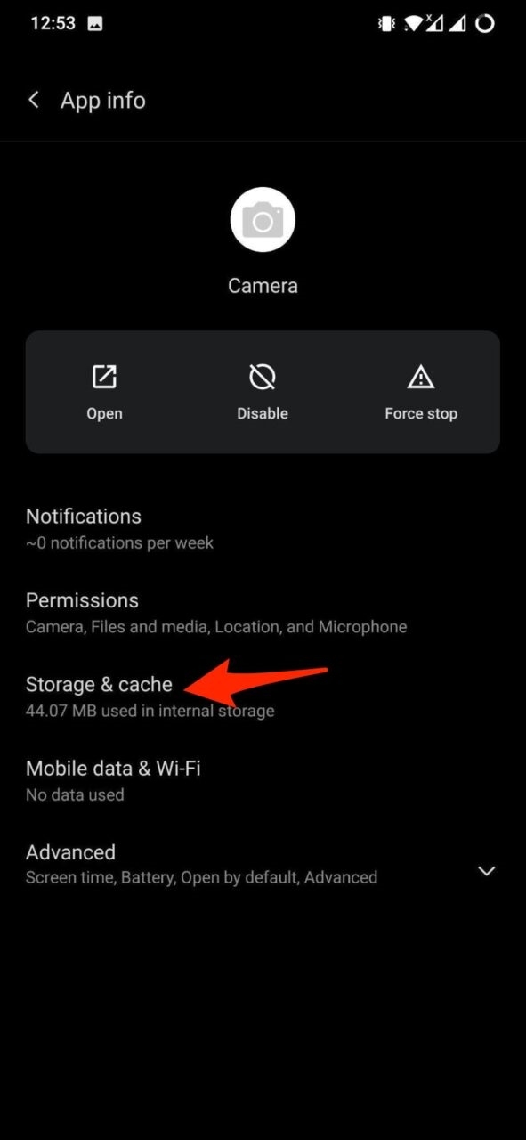 clean camera app cache