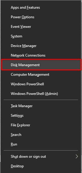 Open Disk Management from the Windows menu