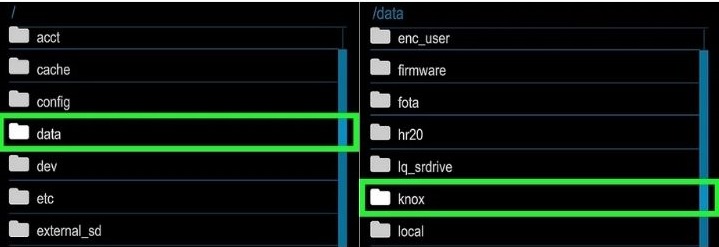 delete knox files on Samsung