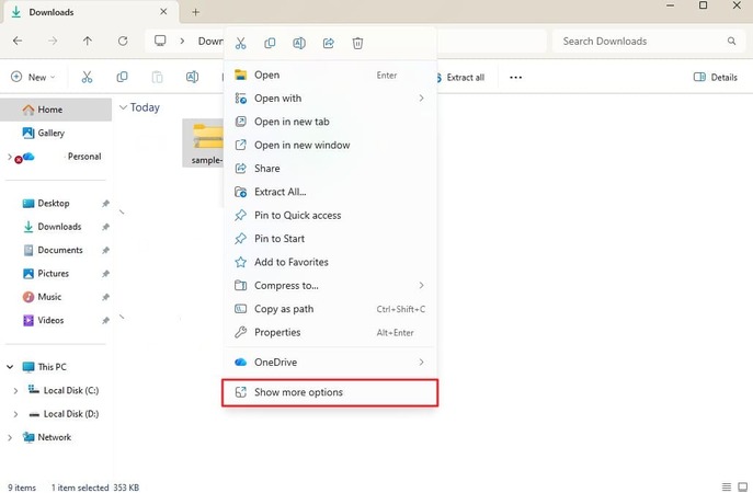 select show more options