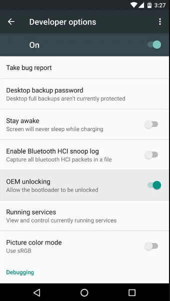 OPPO developer options