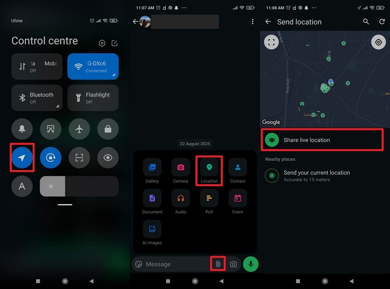 share live location on whatsapp