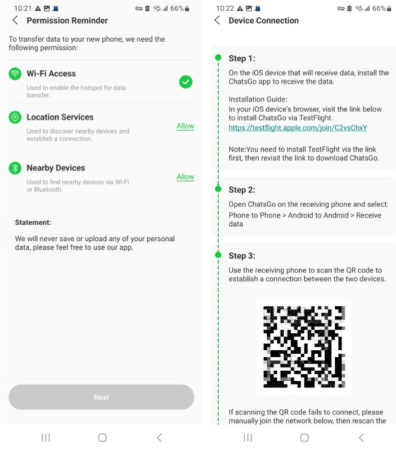give access and scan qr