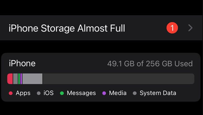 phone storage full ios17