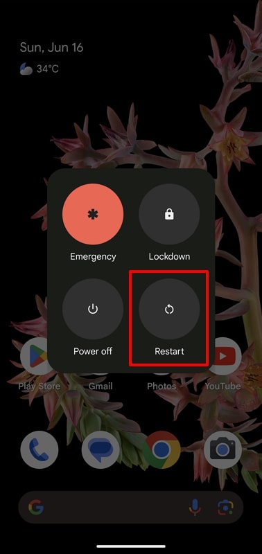 tap the restart button