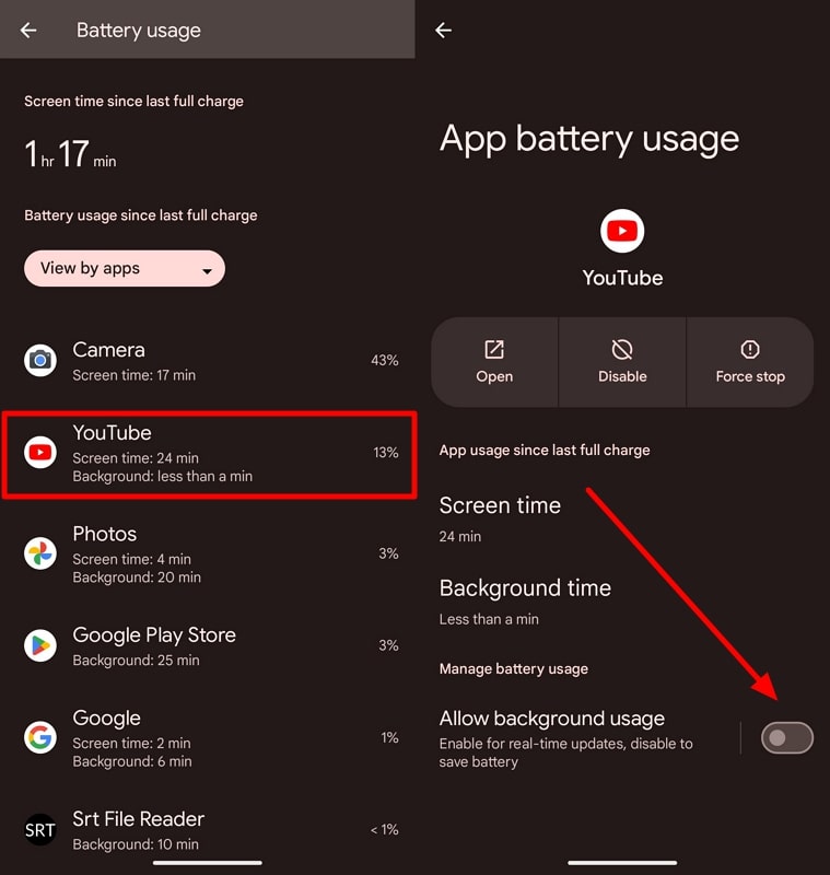 disable the background usage