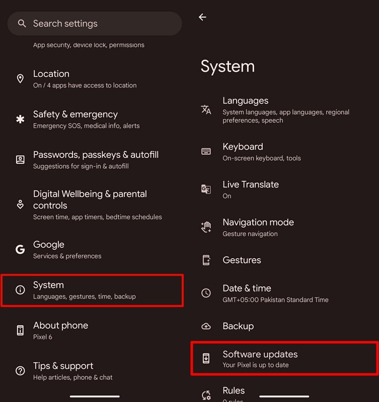 proceed into the software updates option