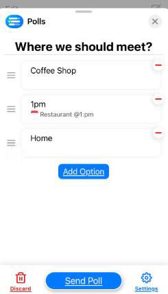 position the options of polls for imessage