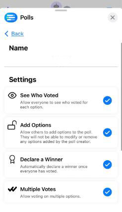 more settings of polls for imessage