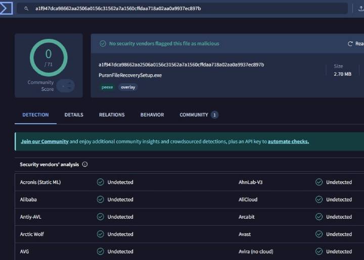 puran file recovery check