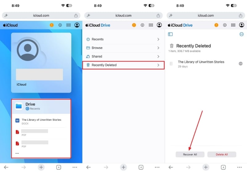 recover icloud drive deleted files