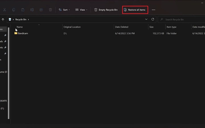 restore from recycle bin