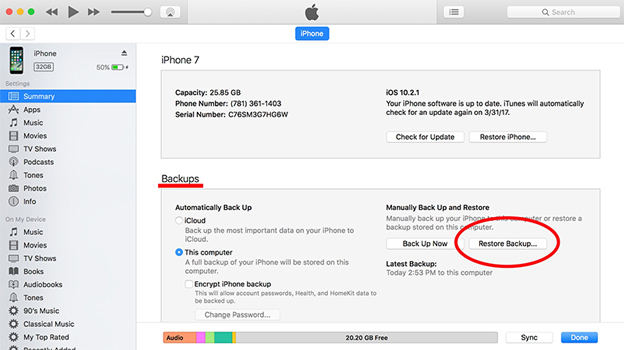 recovergo via itunes