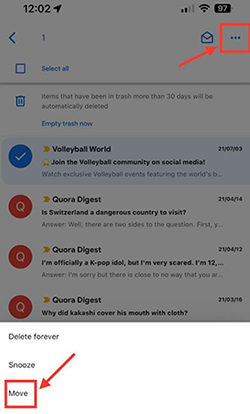 iphone gmail trash