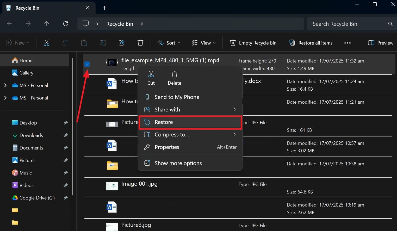 restore deleted mp4 from trash