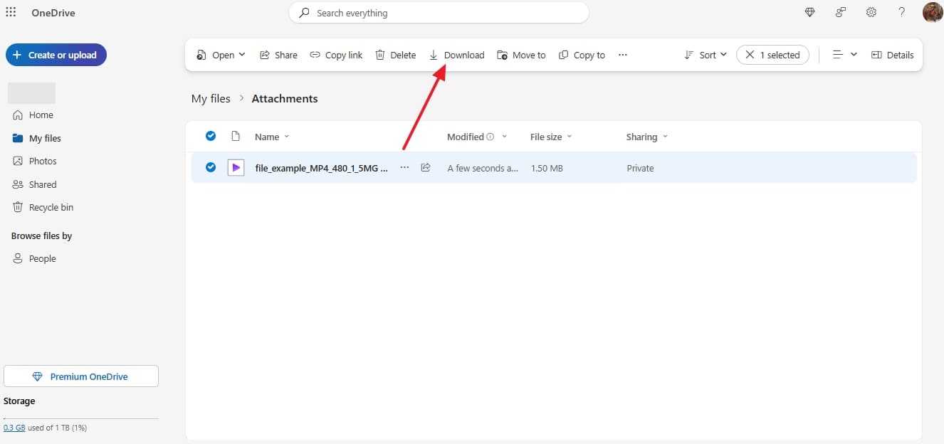 download mp4 from onedrive