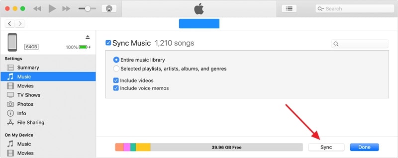 sync music using itunes
