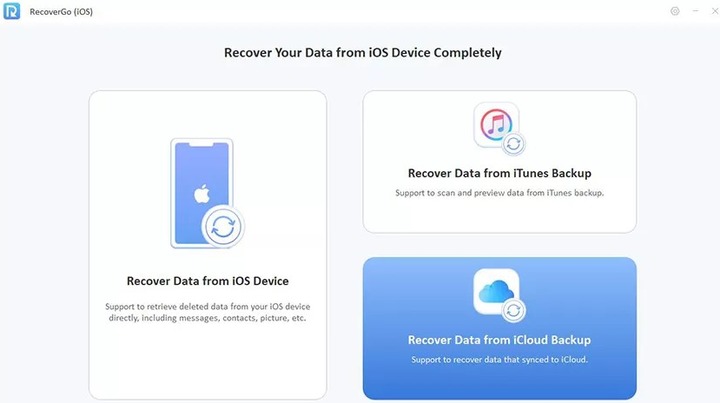Select Recover Data from iCloud Backup in RecoverGo iOS