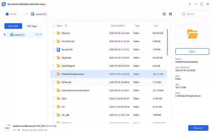 recovergo windows scan local disk