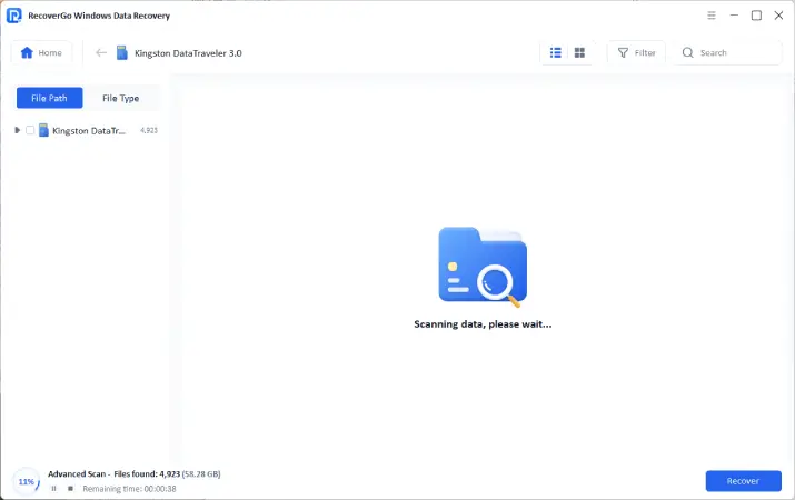 recovergo windows sd card scan