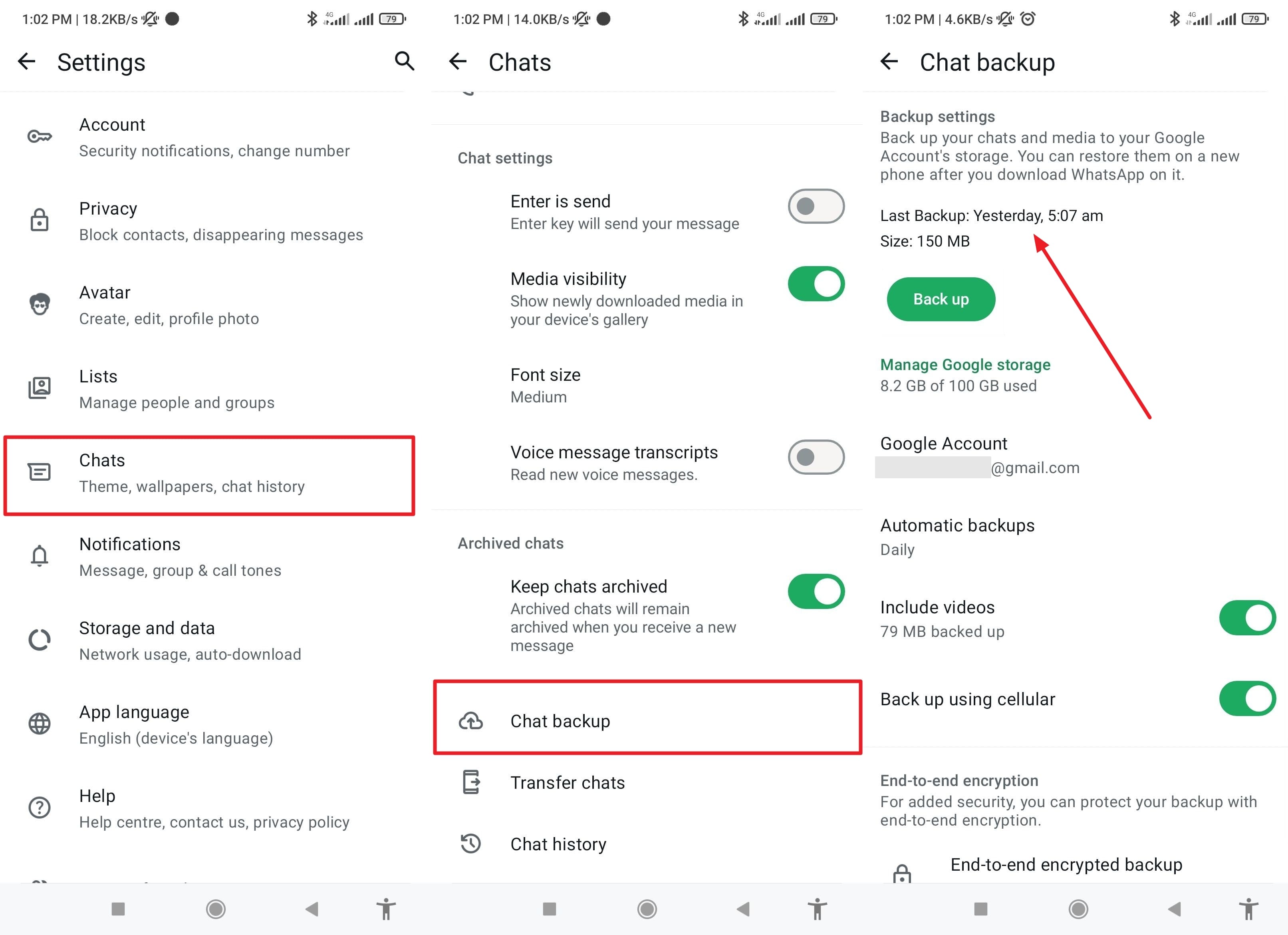 view chat backup android