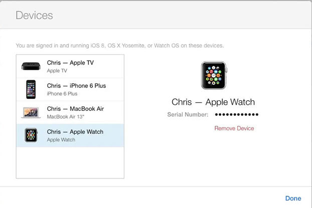 Icloud on sale lock iwatch