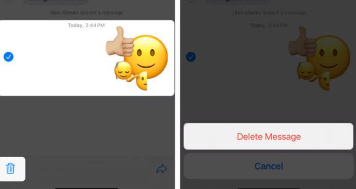 delete emoji sticker as messages on iphone