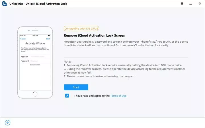 unlockgo - select remove icloud account