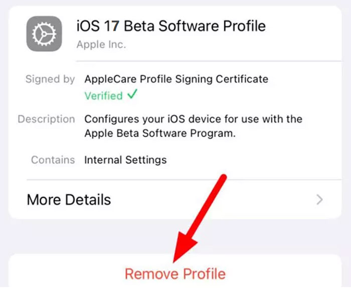 how to remove ios 17 beta without profile