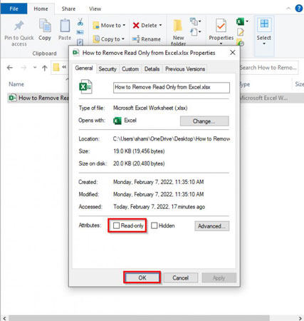 remove read only properties