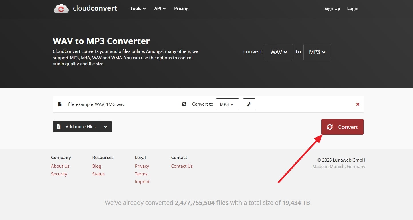 click convert button for conversion