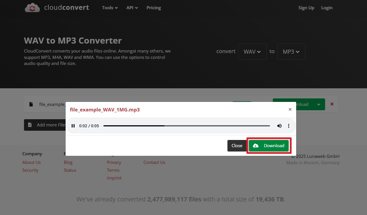 download converted file