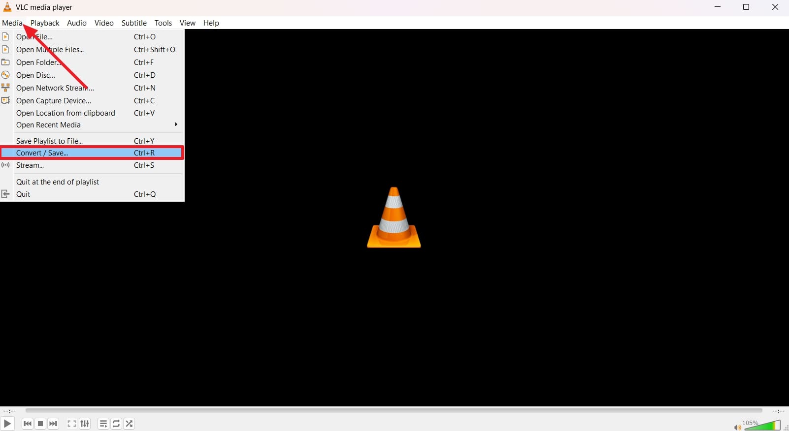 tap convert save option vlc