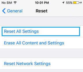 reset all settings