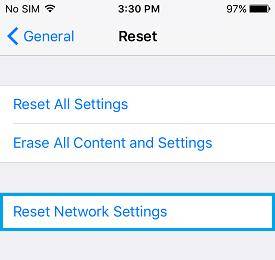 iphone reset network settings