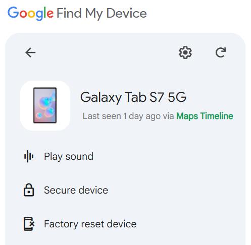 reset samsung tablet via google account