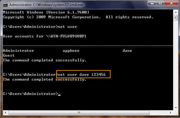 reset windows password command prompt