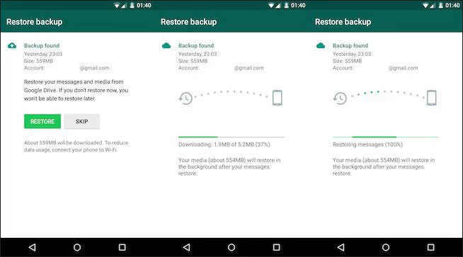 recover backup from gdrive