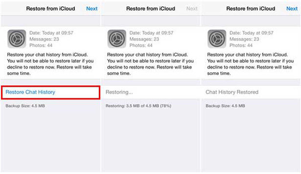 restore chats whatsapp icloud