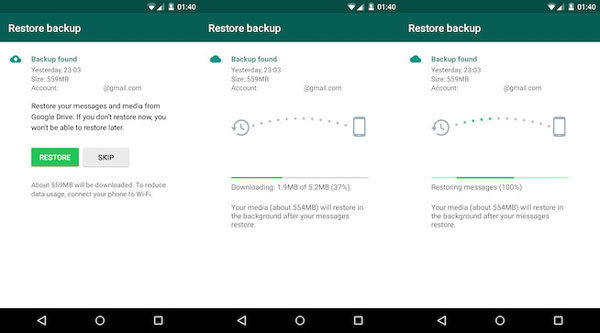 restore whatsapp messages google drive