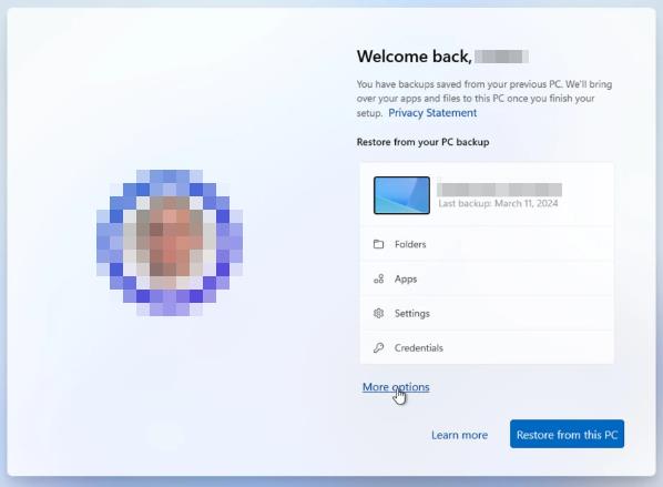 restore from onedrive backup