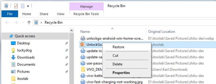 restore from recycle bin windows