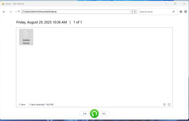Restore Notepad file with File History
